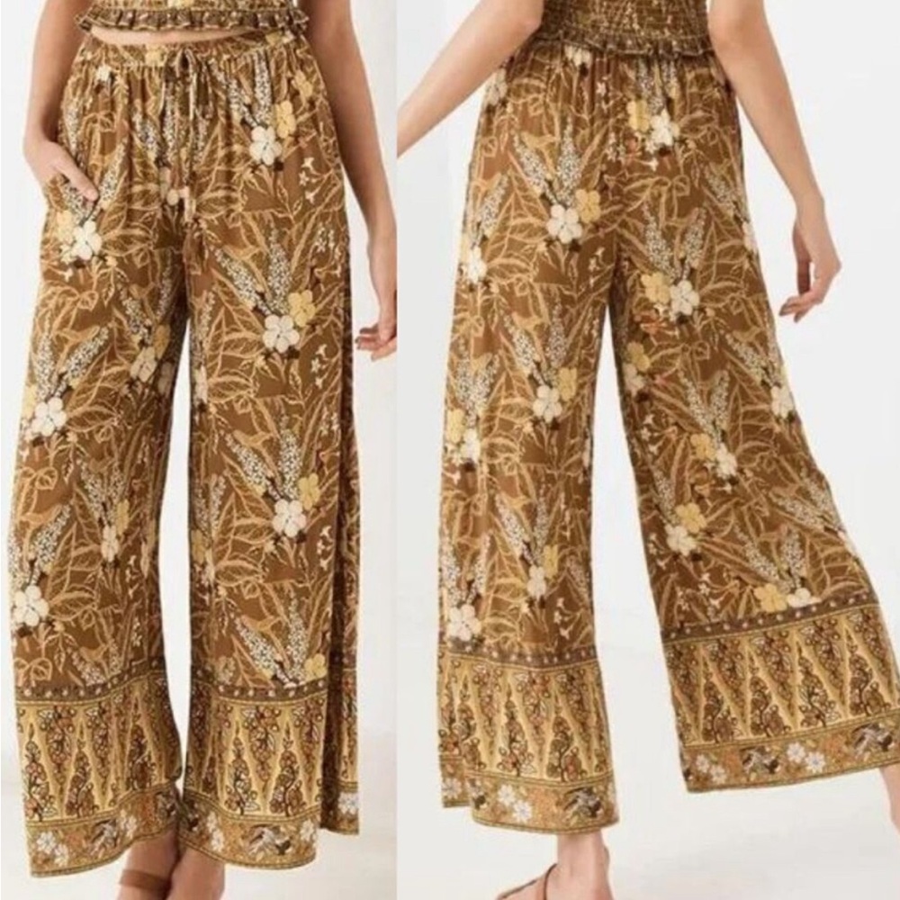 Spell & The Gypsy Bianca Brown Floral print wide leg pants size small - Picture 7 of 16